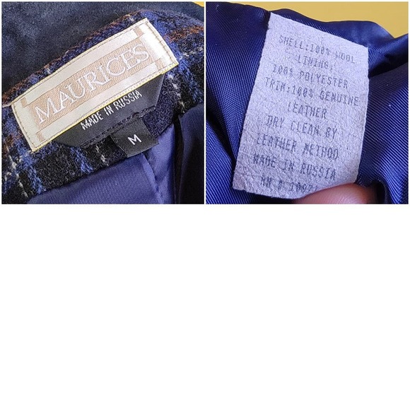 Vintage Maurices Blue Wool Plaid Blazer, M - Picture 4 of 4